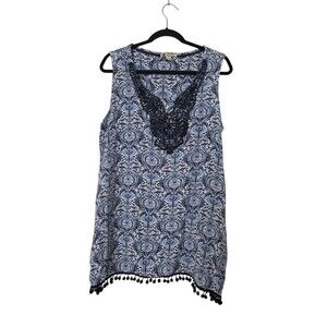 Unity World Wear tops Size Small Tank Top Women's Blue Tassels
